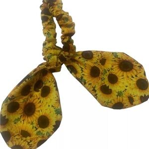 Sunflowers multi print hair tie scrunchie hand made USA cotton fun gift summer